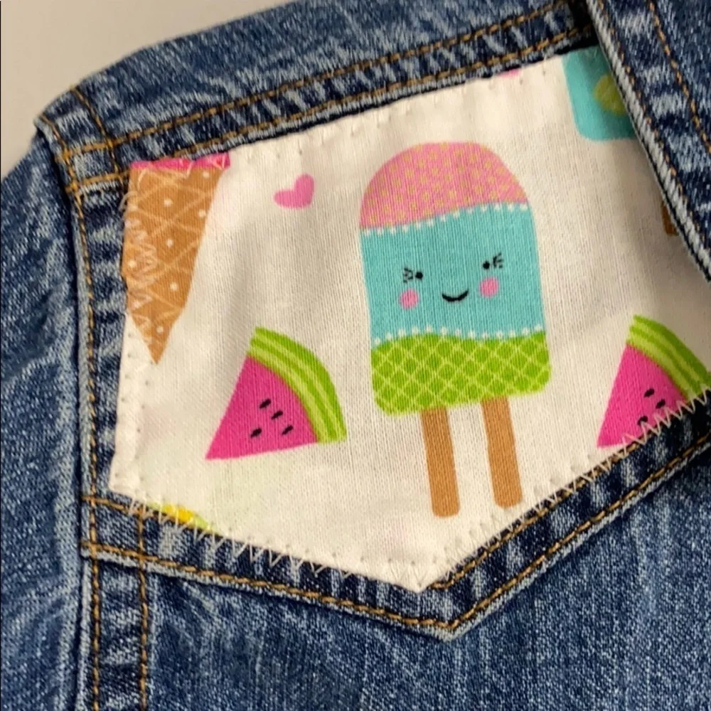 Life Is Sweet  Old Navy Upcycled denim jacket/ shirt , Flower snaps Girls 7,